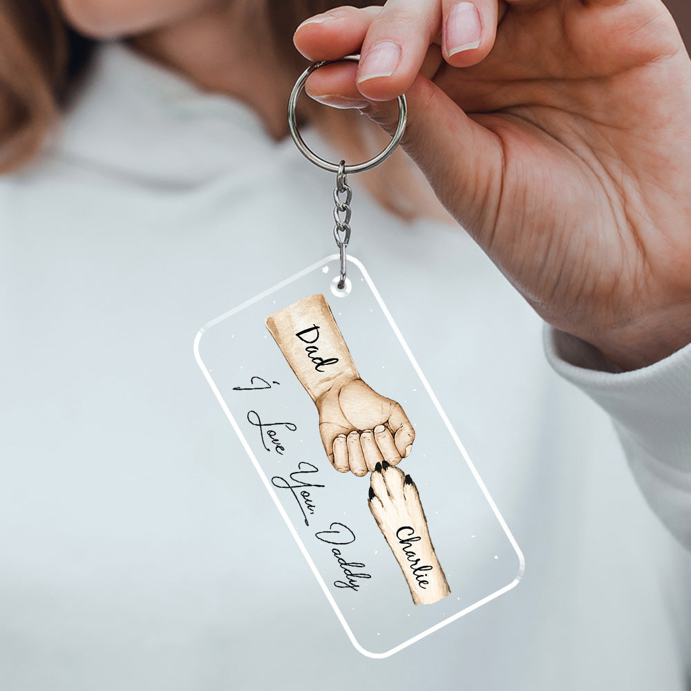 Daddy Team Fist Bump Version Pets - Personalized Acrylic Keychain