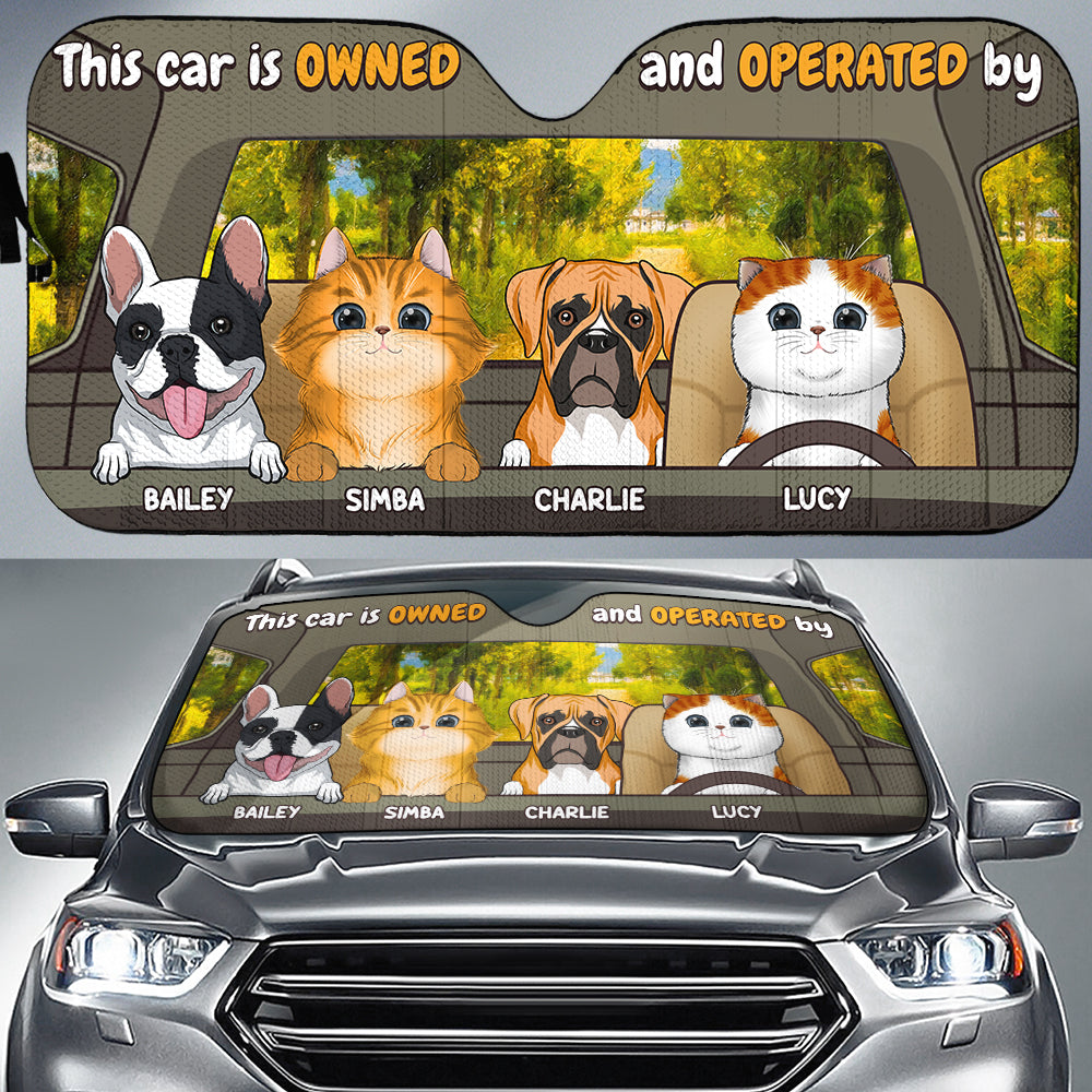 Custom Christmas Birthday Gifts Car Accessories for Pet Parents • Owned And Operated - Personalized Car Sunshade