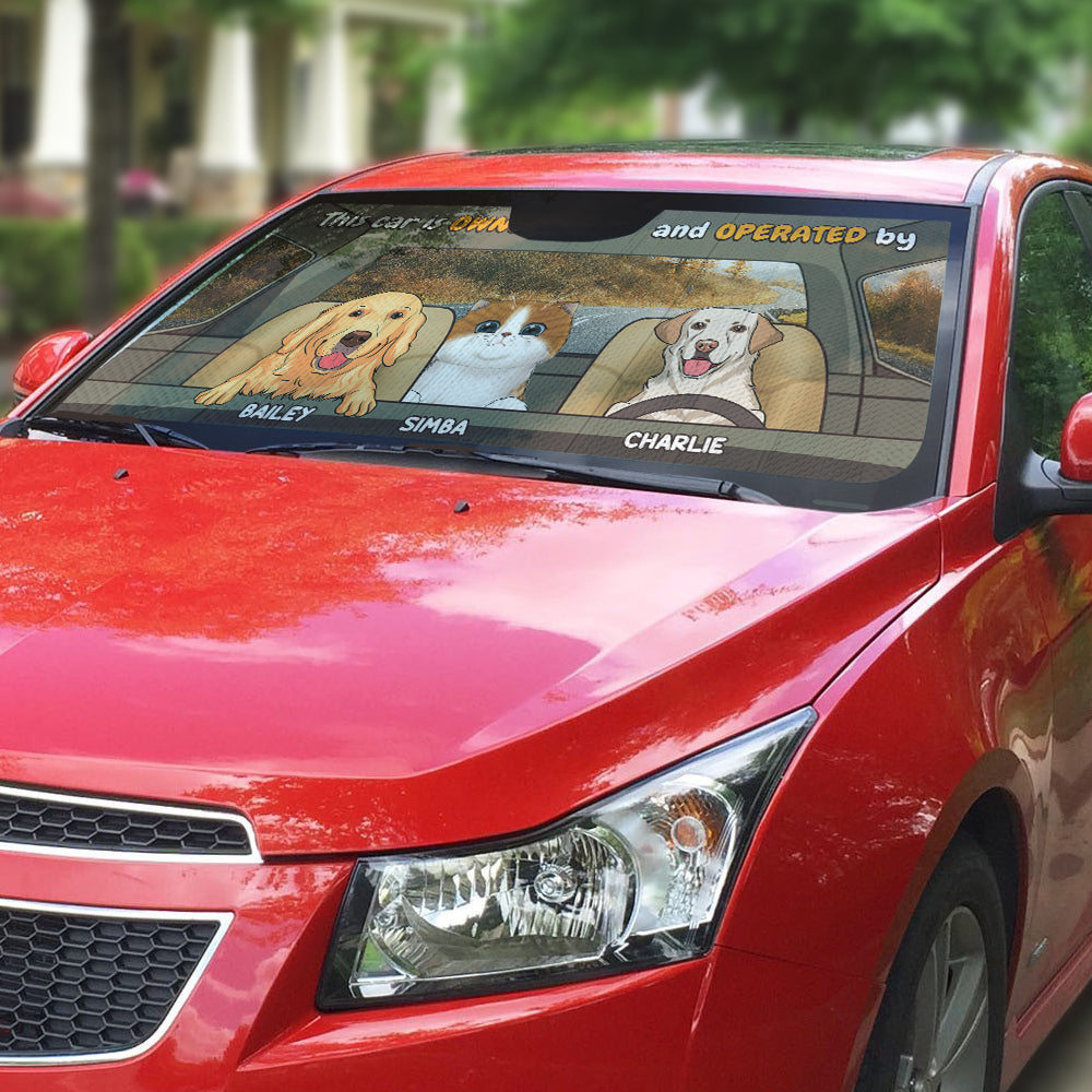 Custom Christmas Birthday Gifts Car Accessories for Pet Parents • Owned And Operated - Personalized Car Sunshade