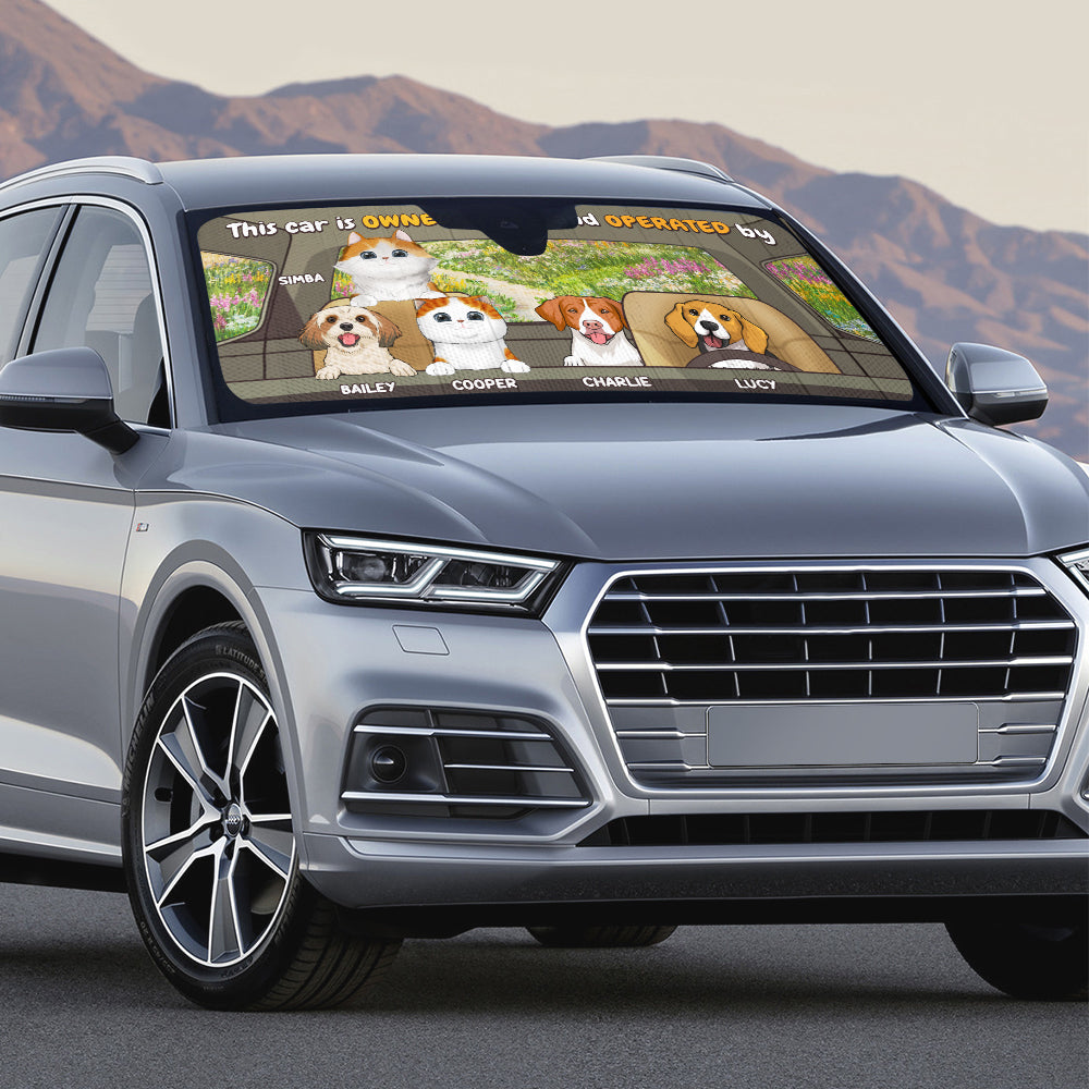 Custom Christmas Birthday Gifts Car Accessories for Pet Parents • Owned And Operated - Personalized Car Sunshade