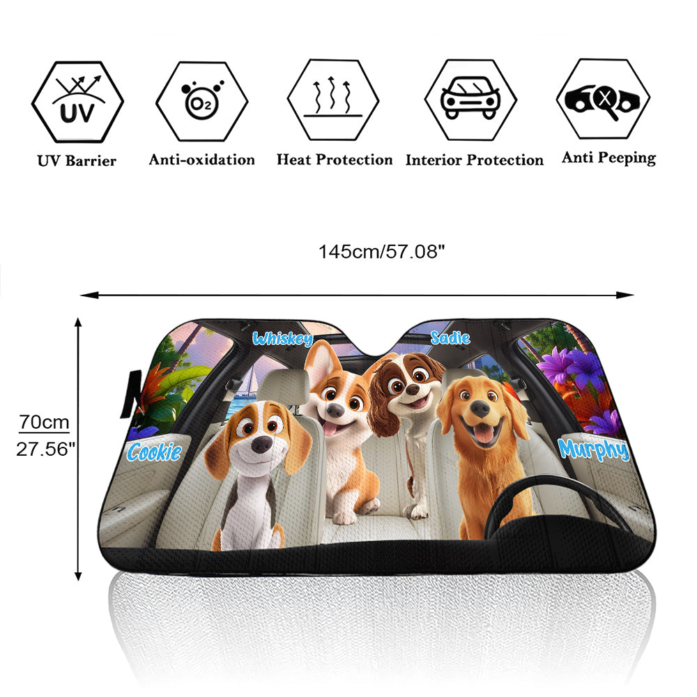 Custom Christmas Birthday Gifts Car Accessories for Dog Parents • Let Us Hang Out - Personalized Car Sunshade