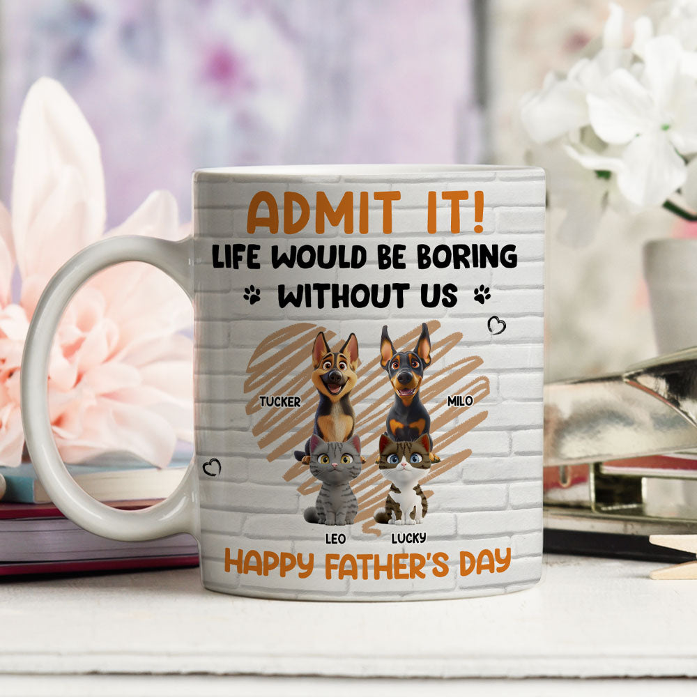 Custom Father's day Birthday Gifts For Cat Dad, Cat Lovers • Admit It Pet Dad Orange - Personalized Coffee Mug