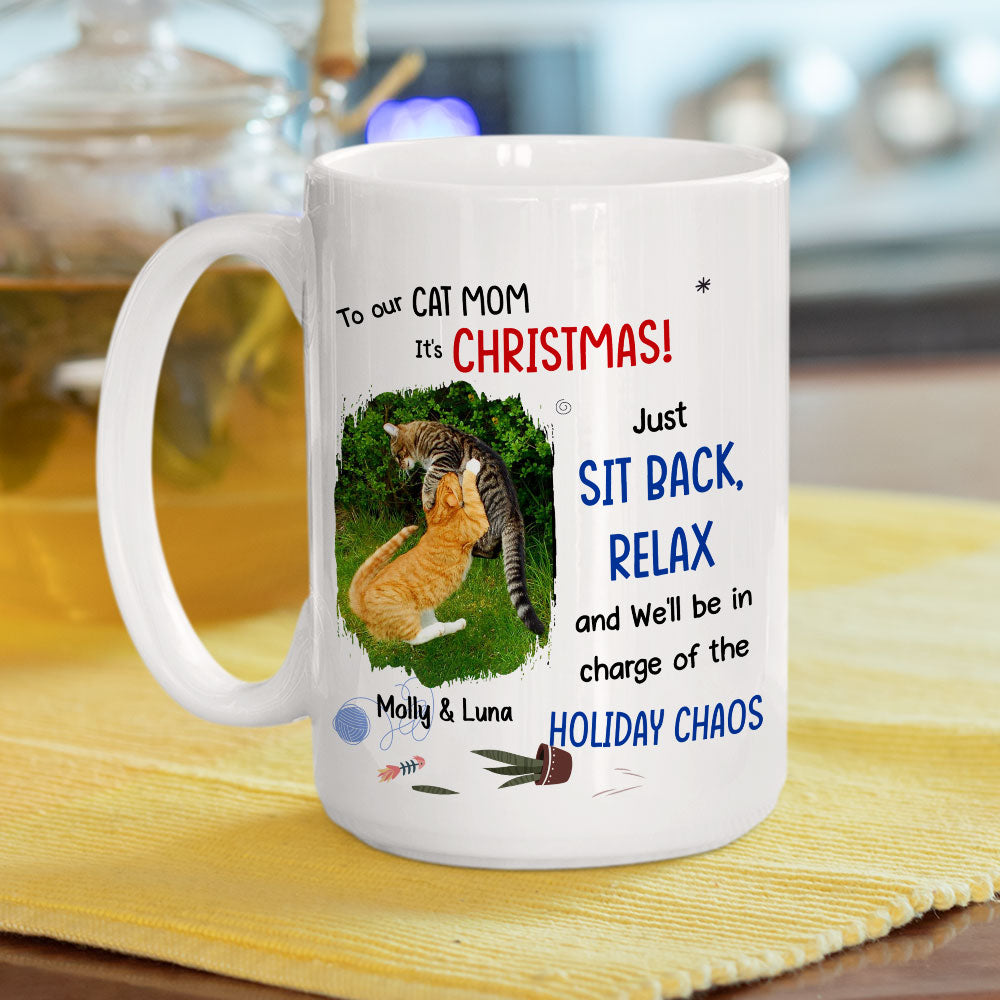 Custom Photo Mother's day Birthday Gifts For Cat Mom, Cat Lovers • Let Cats Be In Charge Of The Chaos Photo - Personalized Coffee Mug