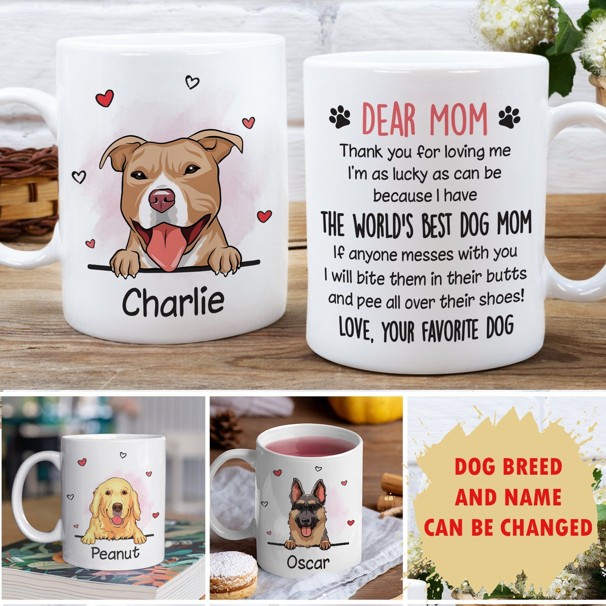Custom Christmas Birthday Gifts For Dog Lovers • World's Best Dog Mom - Personalized Coffee Mug