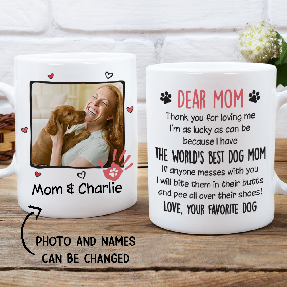 Custom Photo Christmas Birthday Gifts For Dog Lovers • Best Dog Mom - Personalized Photo Coffee Mug