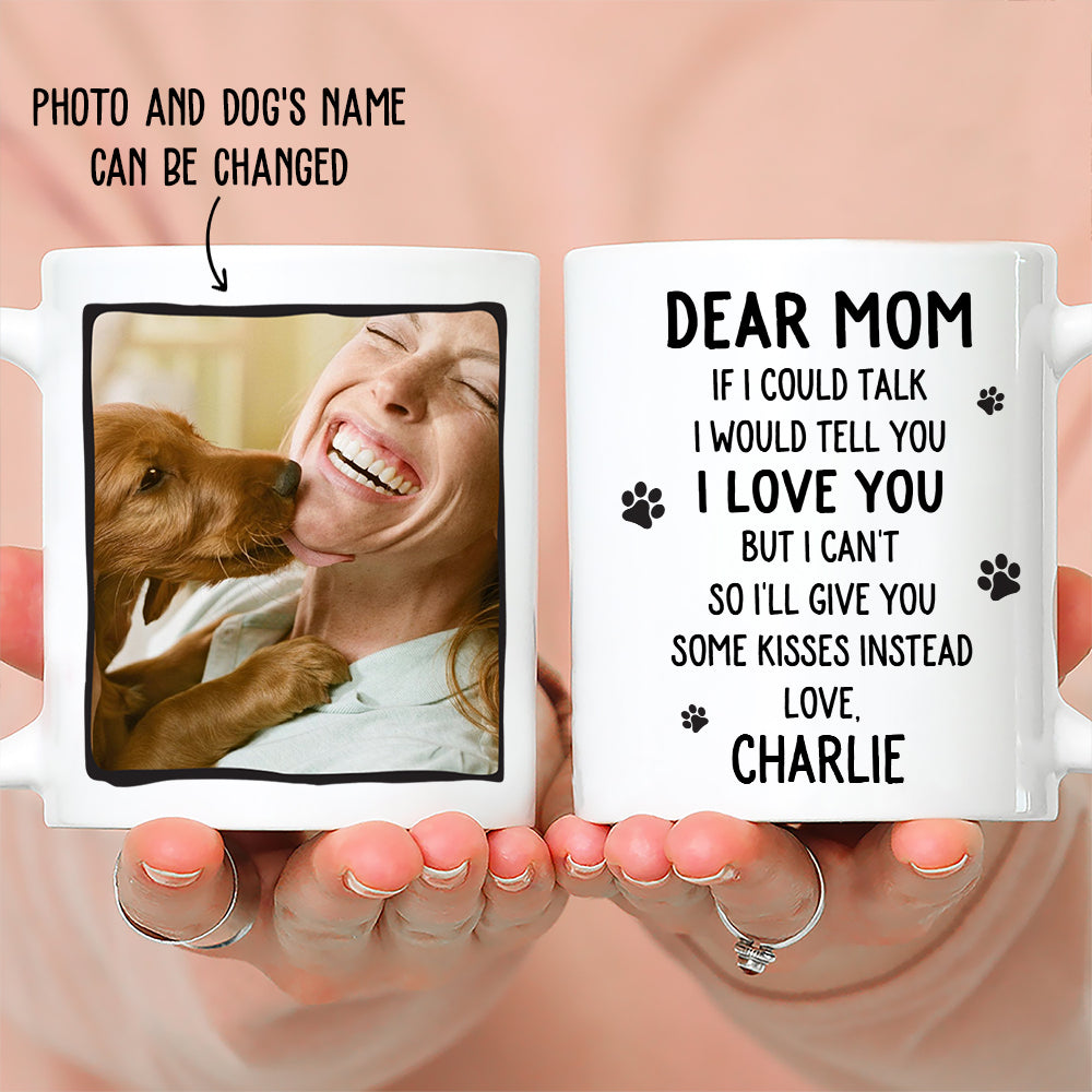 Custom Photo Christmas Birthday Gifts For Dog Lovers • Give Kisses Instead - Personalized Photo Coffee Mug