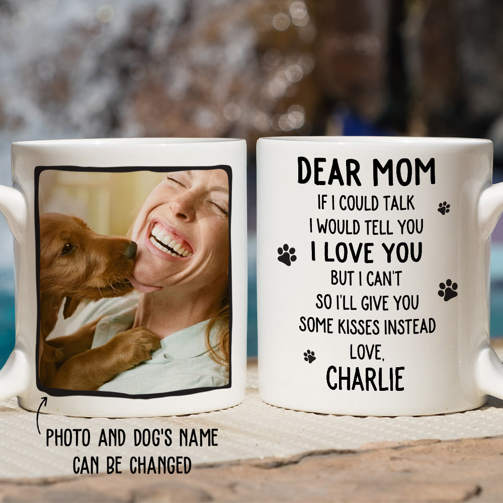 Custom Photo Christmas Birthday Gifts For Dog Lovers • Give Kisses Instead - Personalized Photo Coffee Mug