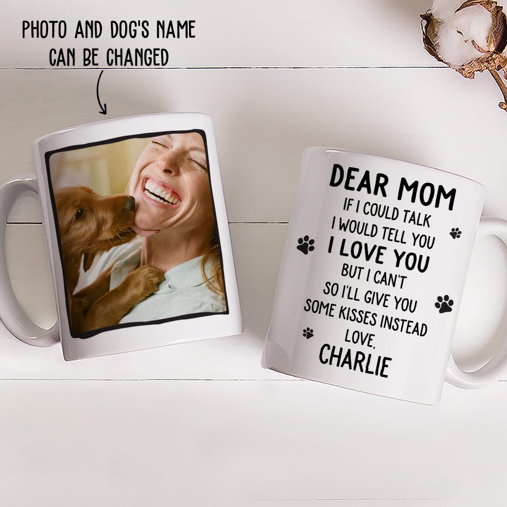 Custom Photo Christmas Birthday Gifts For Dog Lovers • Give Kisses Instead - Personalized Photo Coffee Mug