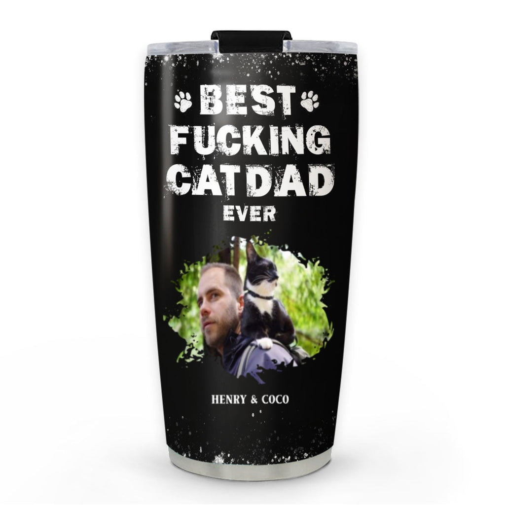 Custom Photo Christmas Birthday Gifts For Cat Dad, Cat Lovers • This Is The Best Cat Dad Photo - Personalized Tumbler