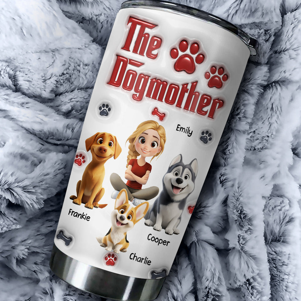 Custom Christmas Birthday Gifts For Dog Mom, Dog Lovers • Cool Dog Mother - Personalized 3D Inflated Effect Tumbler