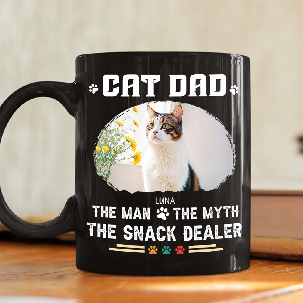 Custom Photo Christmas Birthday Gifts For Cat Dad, Cat Lovers • Man Myth Dealer Photo - Personalized Coffee Mug