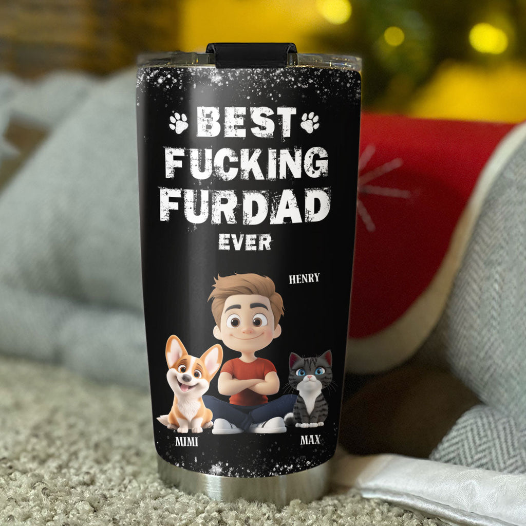 Custom Christmas Birthday Gifts For Pet Dad, Pet Lovers • This Is The Best Fur Dad - Personalized Tumbler
