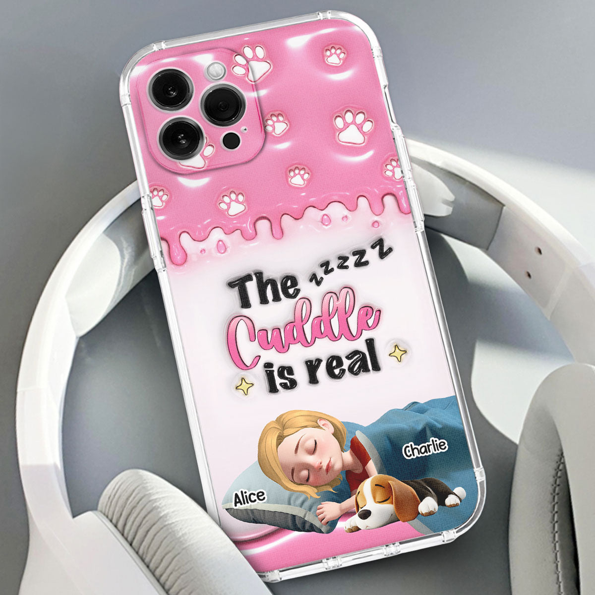 Happy With My Babies - Personalized 3D Inflated Effect Phone Case