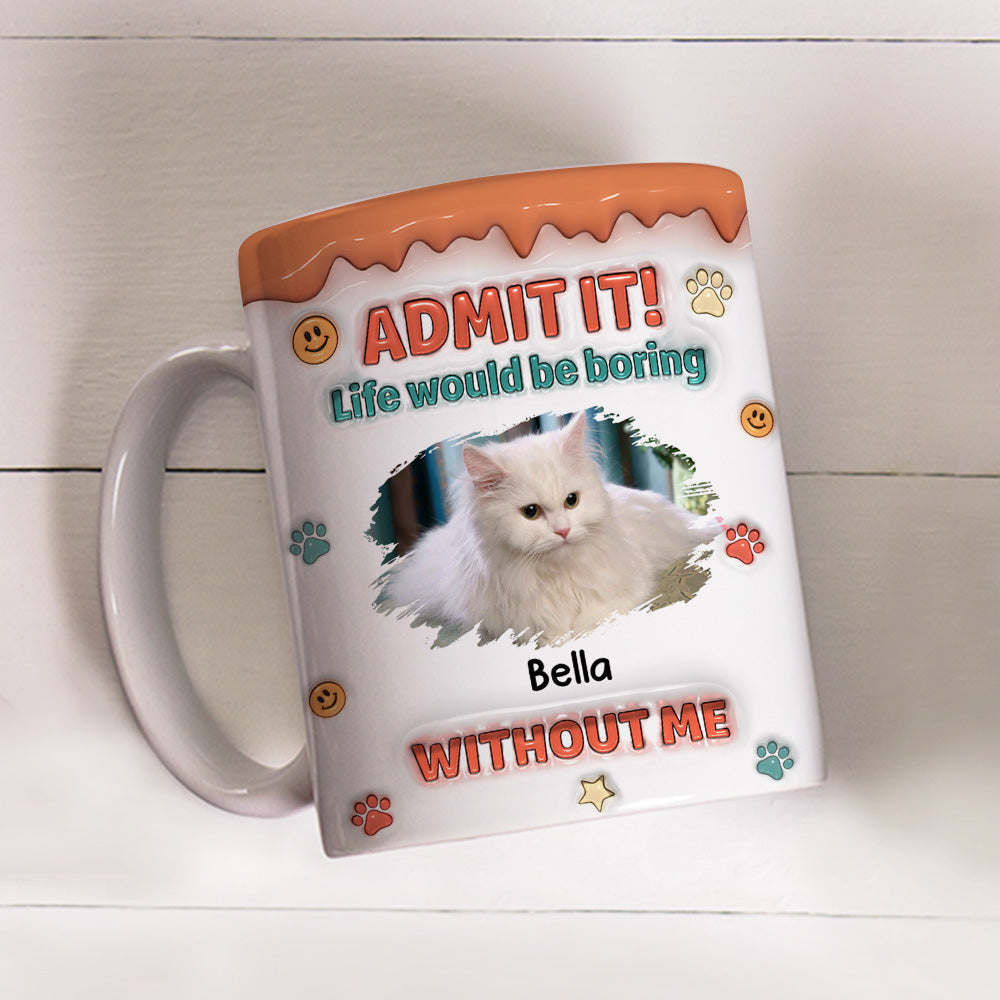Custom Photo Christmas Birthday Gifts For Cat Lovers • Admit It Chunky Cat Photo - Personalized 3D Inflated Effect Coffee Mug