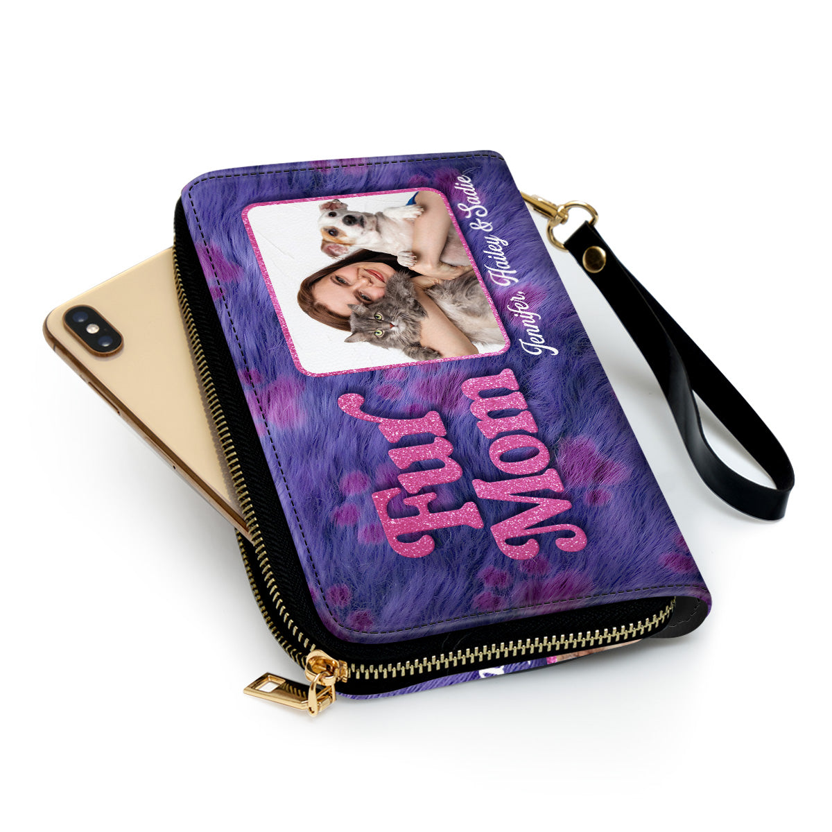Bling Fur Mom Cartoon Photo - Personalized Leather Wallet