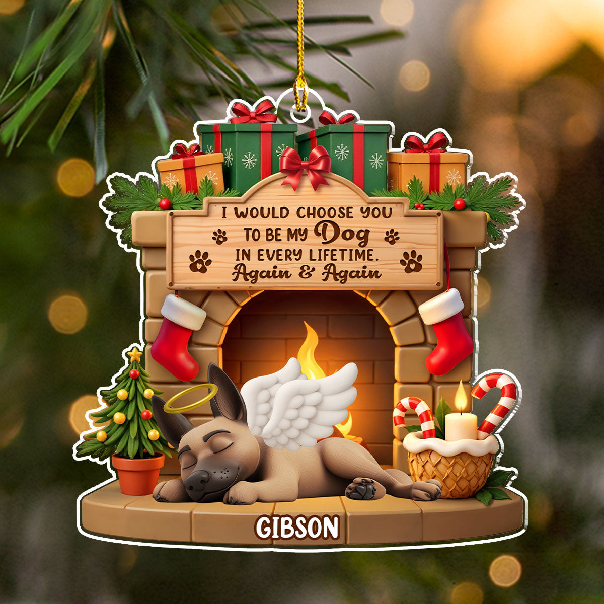 Custom Christmas Memorial Sympathy Gifts For Dogs, Cats • Your Forever Home - Personalized Acrylic Ornament