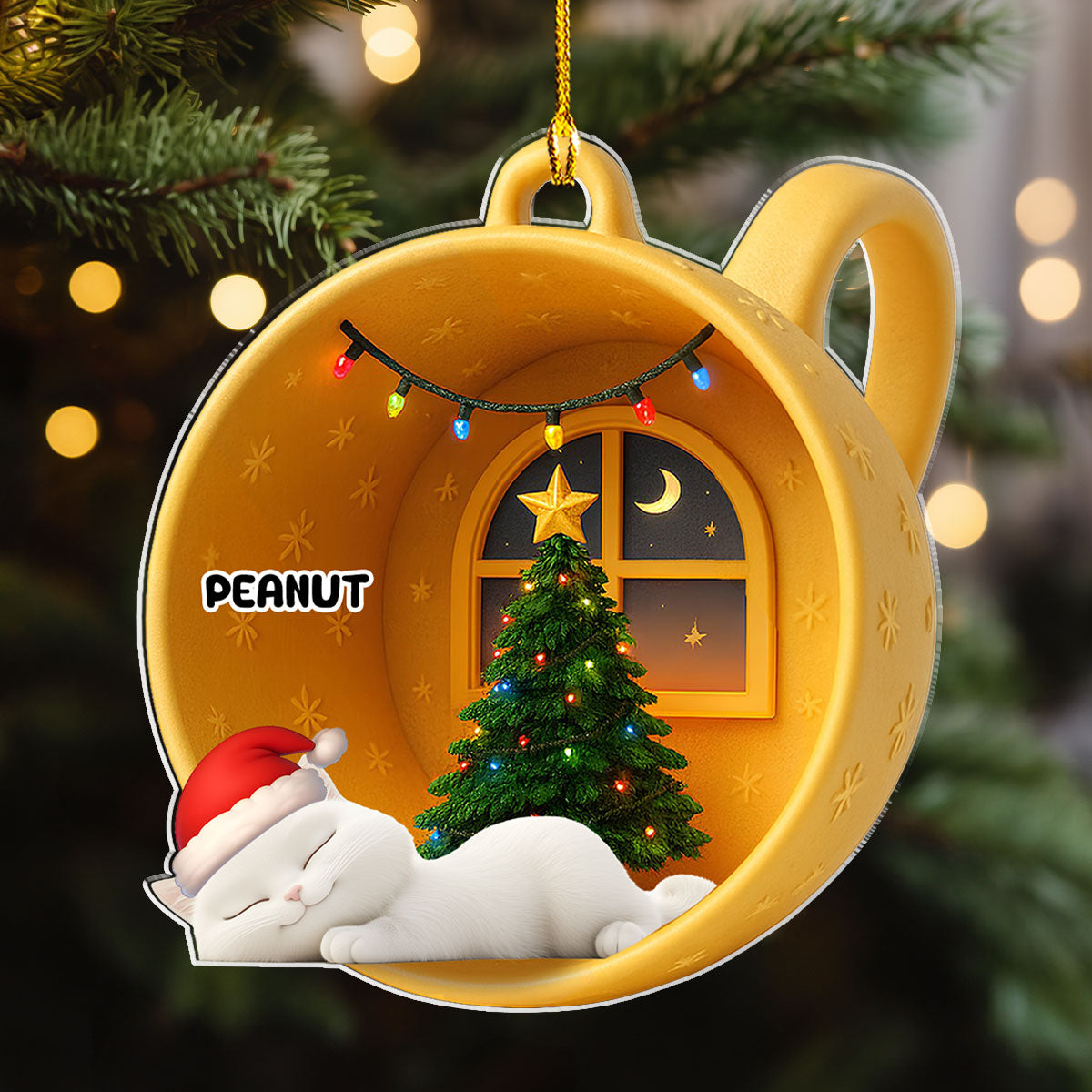 Custom Christmas Decor Home Birthday Gifts For Cat Lovers • Sleeping Cat Cupcake - Personalized Acrylic Ornament