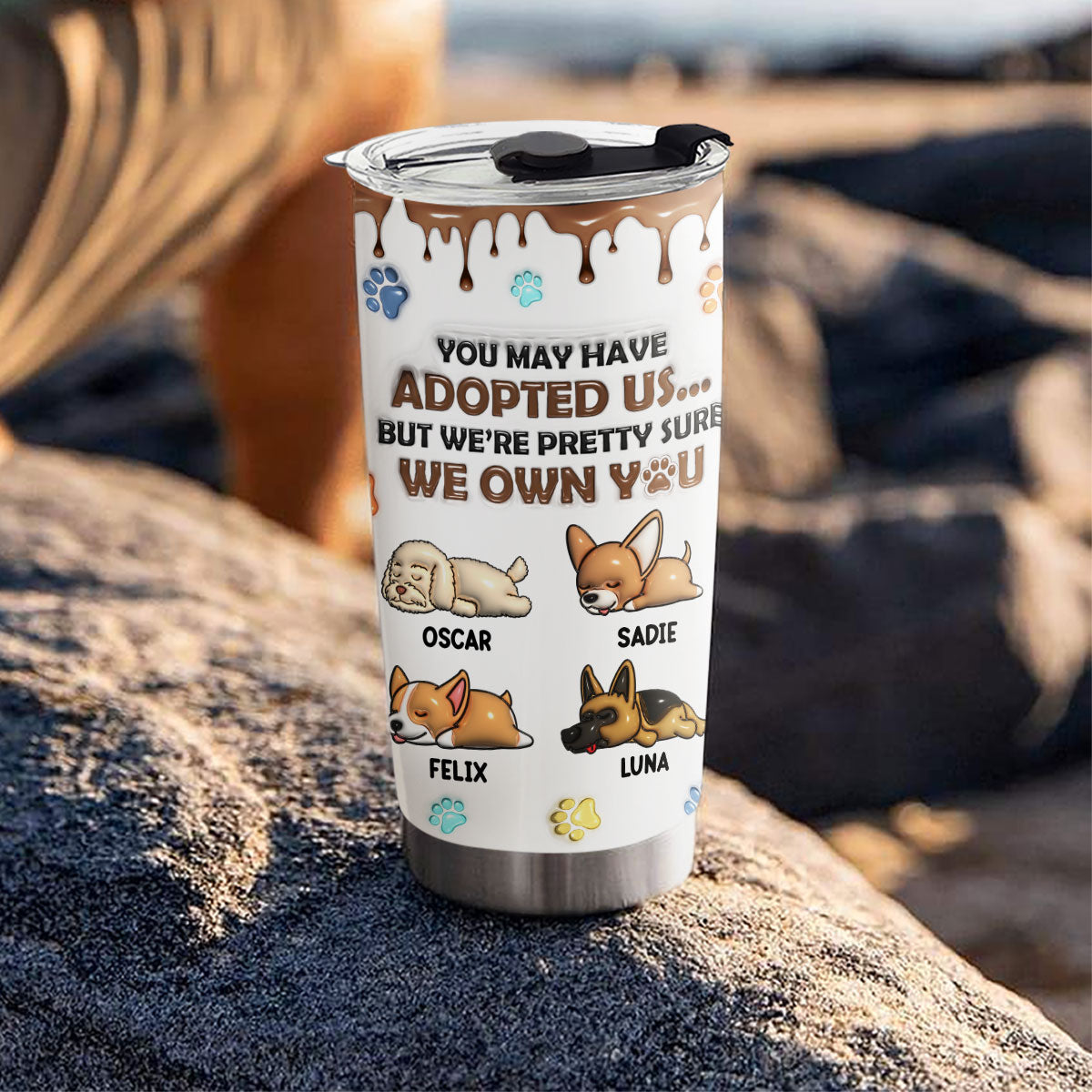 Custom Christmas Birthday Gifts For Dog Lovers • We Own You - Personalized 3D Inflated Effect Tumbler