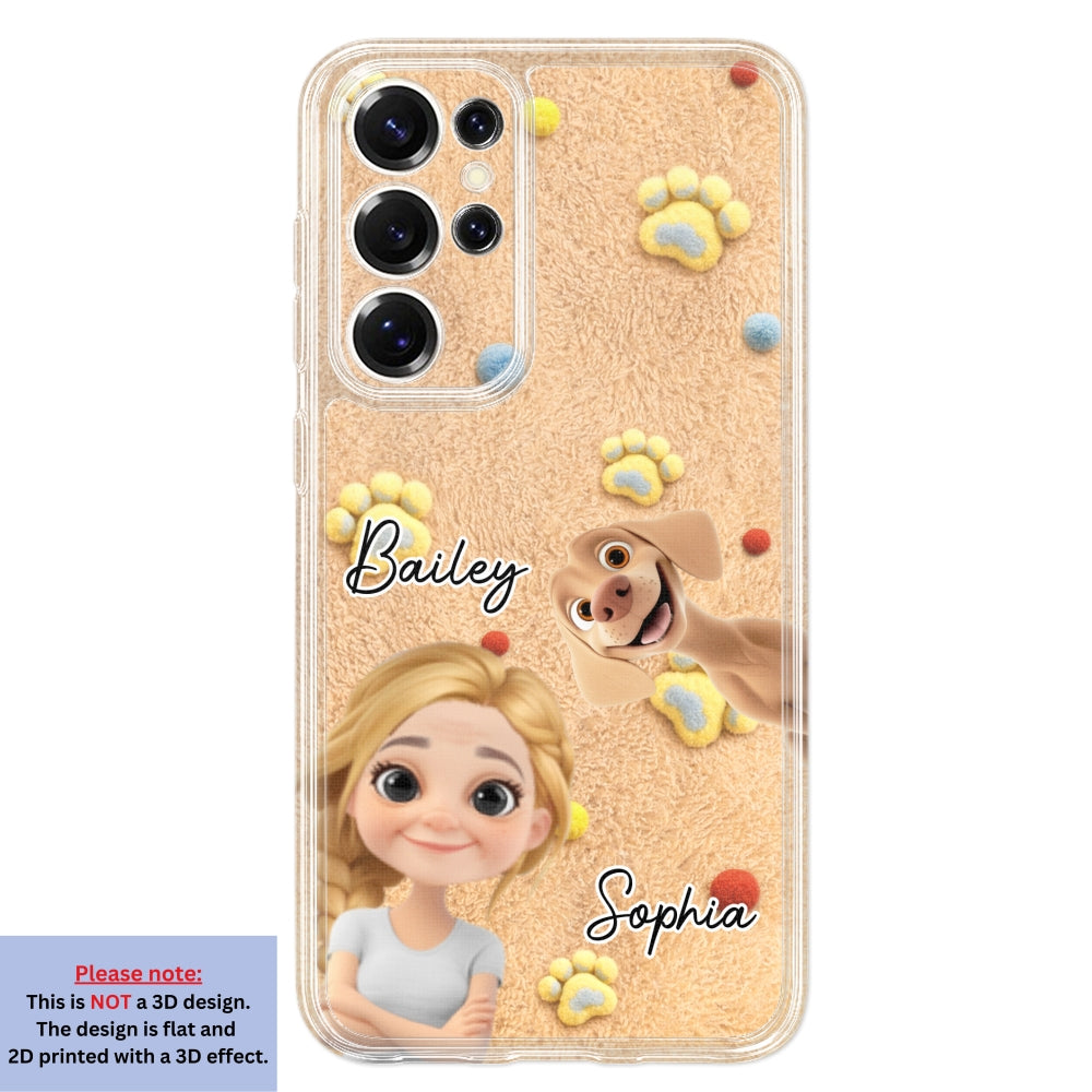 Custom Christmas Birthday Gifts For Dog Mom • Stuffy Girl And Her Lovely Dogs - Personalized 3D Effect Phone Case
