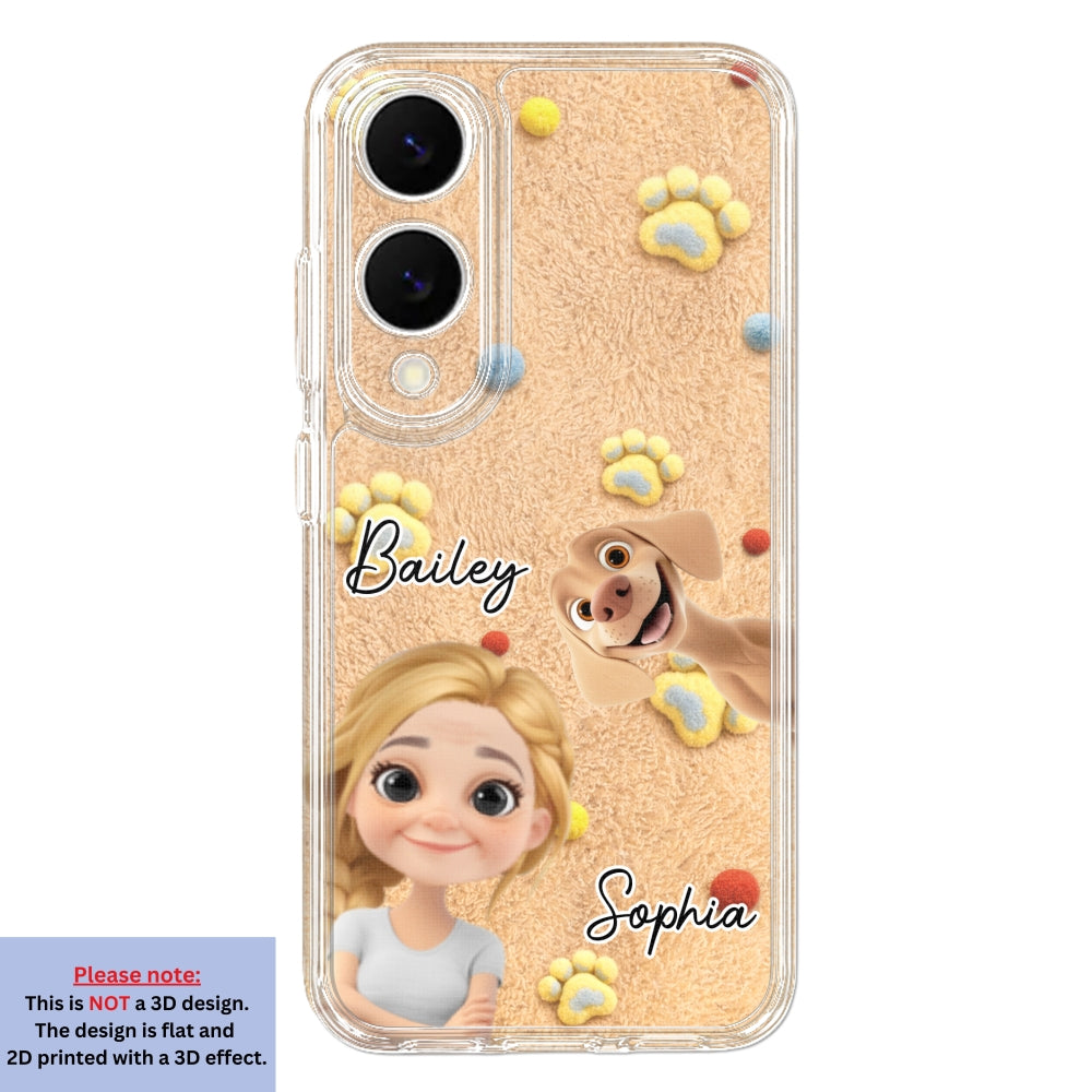 Custom Christmas Birthday Gifts For Dog Mom • Stuffy Girl And Her Lovely Dogs - Personalized 3D Effect Phone Case