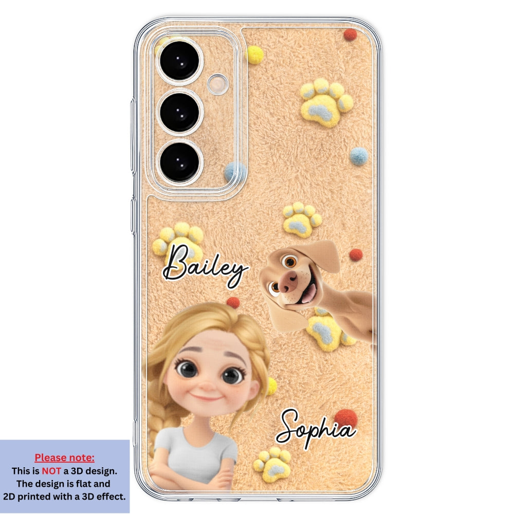 Custom Christmas Birthday Gifts For Dog Mom • Stuffy Girl And Her Lovely Dogs - Personalized 3D Effect Phone Case