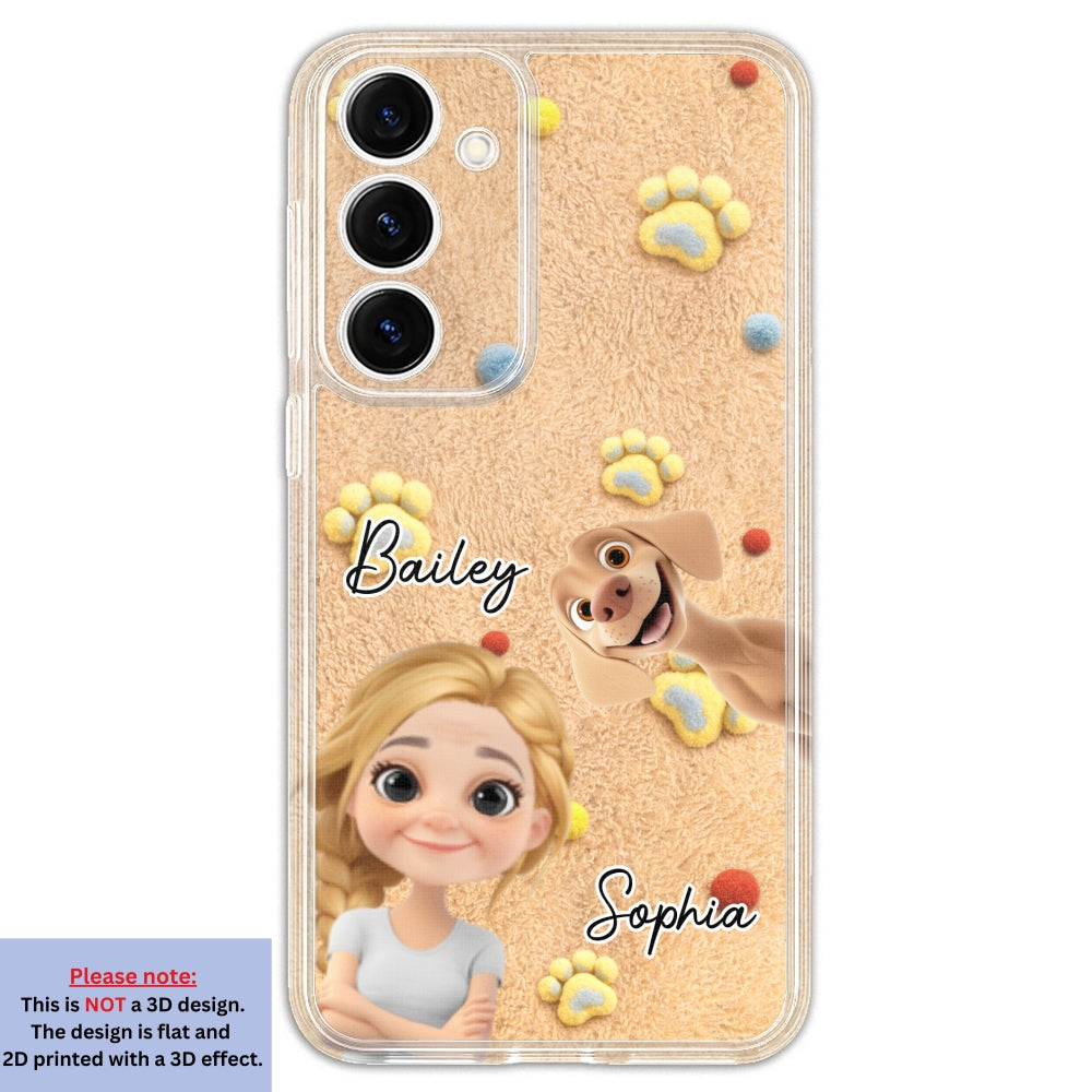 Custom Christmas Birthday Gifts For Dog Mom • Stuffy Girl And Her Lovely Dogs - Personalized 3D Effect Phone Case