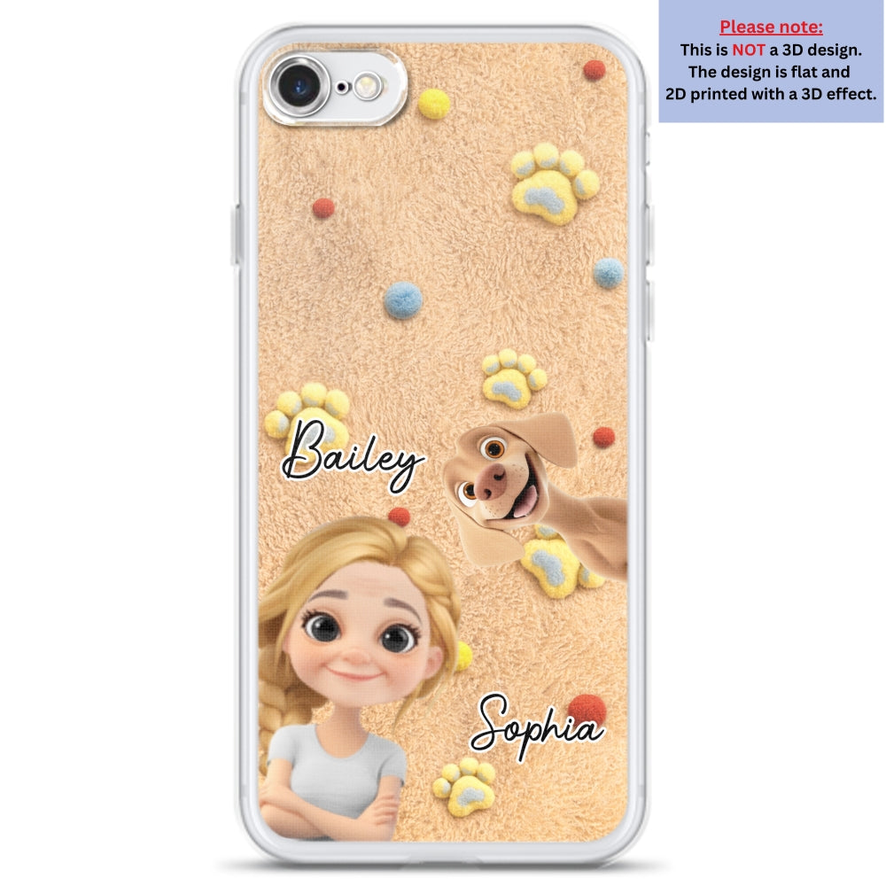 Custom Christmas Birthday Gifts For Dog Mom • Stuffy Girl And Her Lovely Dogs - Personalized 3D Effect Phone Case