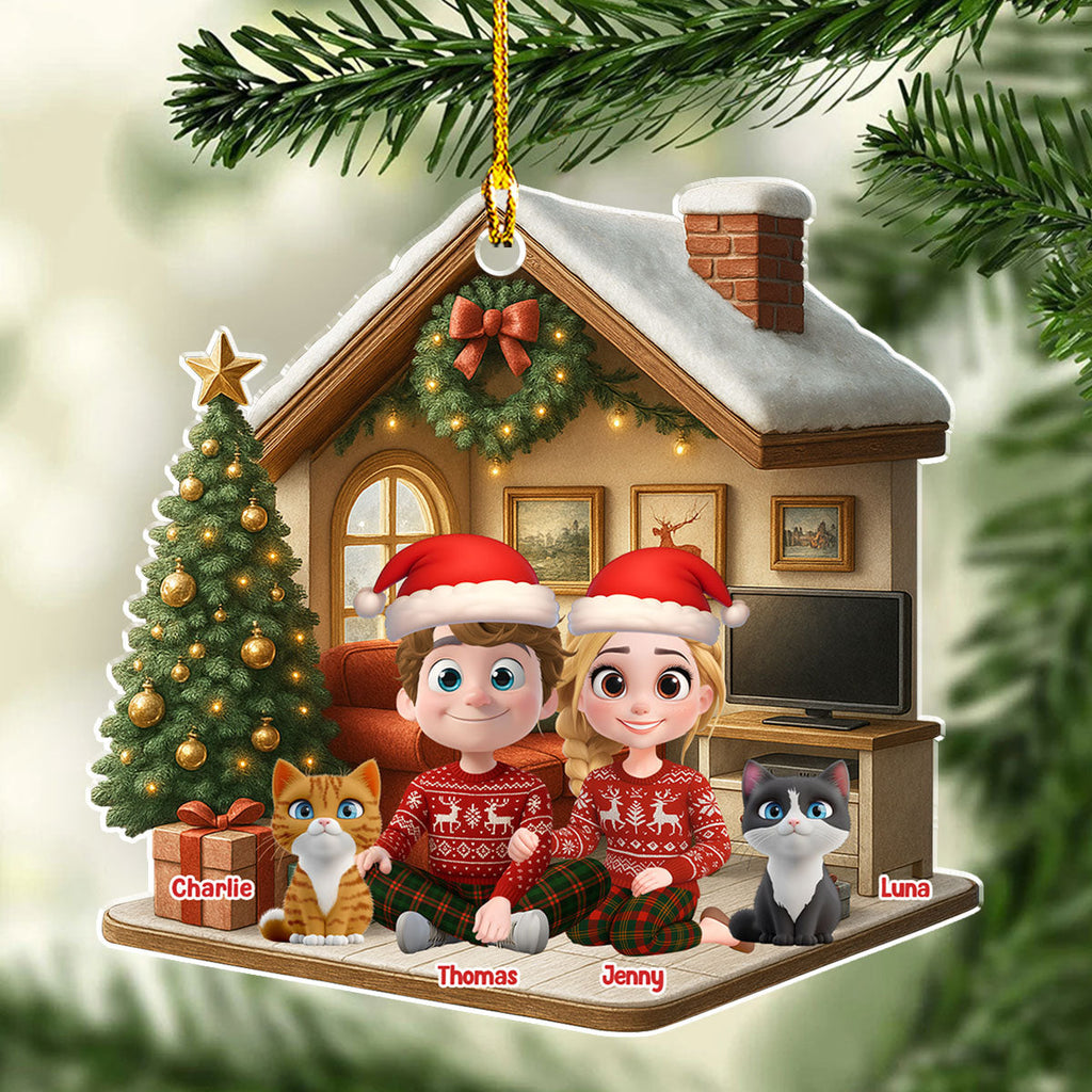 Custom Christmas Decor Home Birthday Gifts For Cat Lovers • Under One Roof With Cats - Personalized 3D Effect Acrylic Ornament