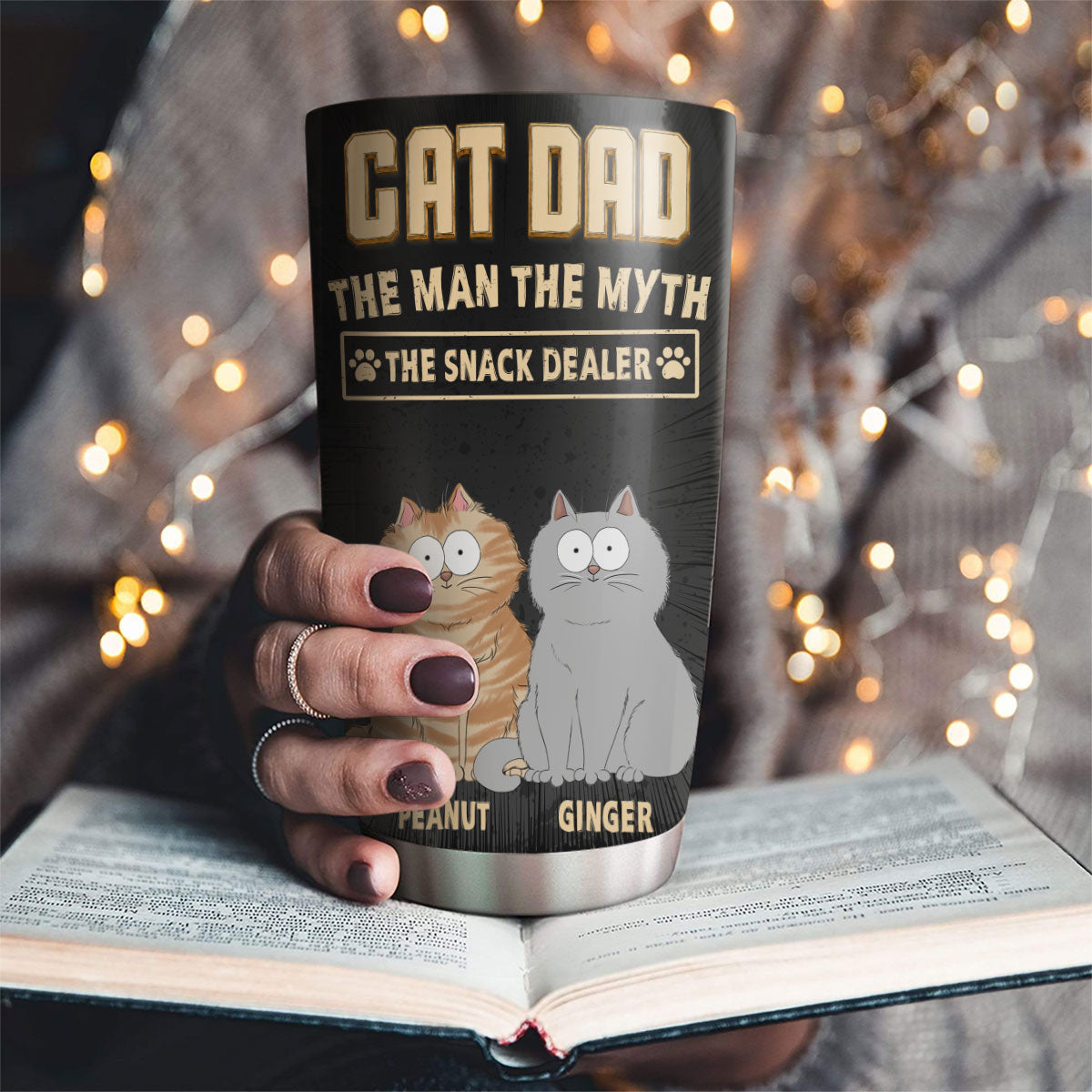 Custom Father's day Birthday Gifts For Cat Dad, Cat Lovers • The Snack Dealer Cat Dad - Personalized Tumbler