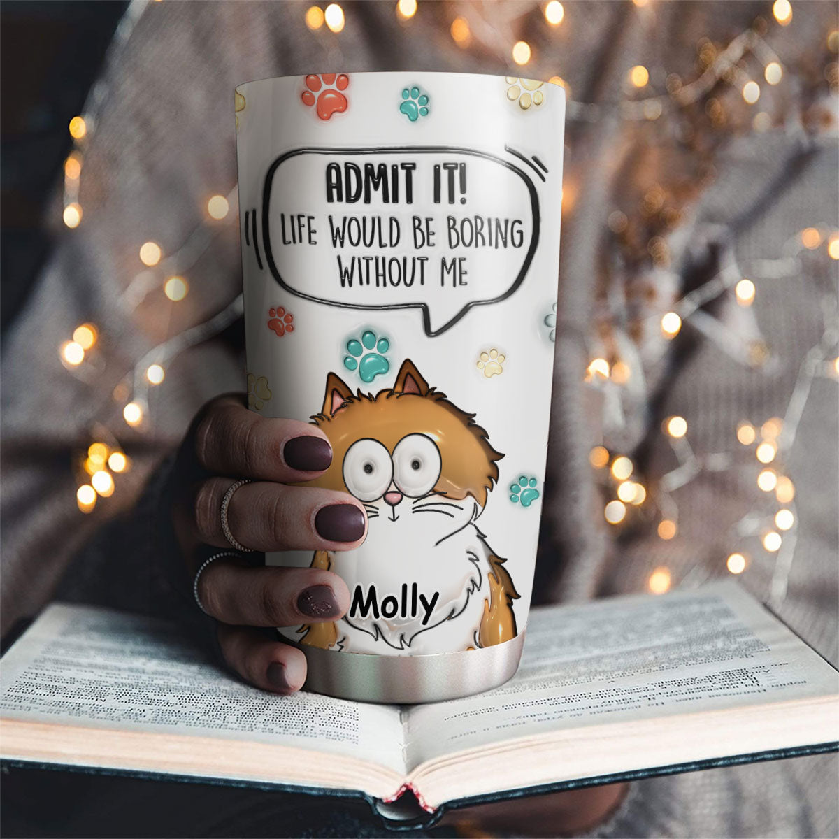 Custom Mother's day Birthday Gifts For Pet Mom, Pet Lovers • Admit It Cute Cat - Personalized 3D Inflated Effect Tumbler