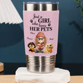 Custom Christmas Birthday Gifts For Pet Mom, Pet Lovers • Pumskin Pet Autumn - Personalized Pink Leather Tumbler