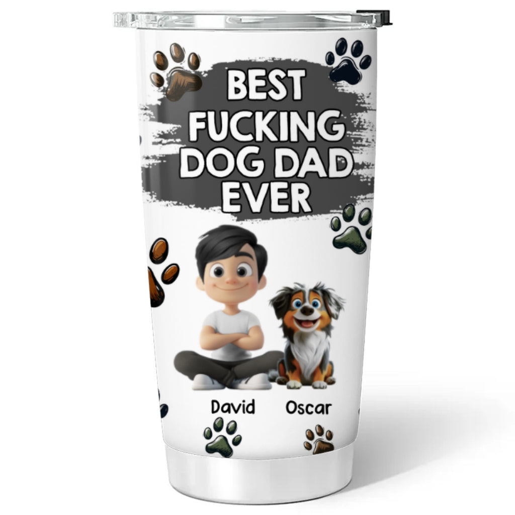 Custom Christmas Birthday Gifts For Dog Dad, Dog Lovers • Best Dog Dad Cartoon Christmas - Personalized Tumbler