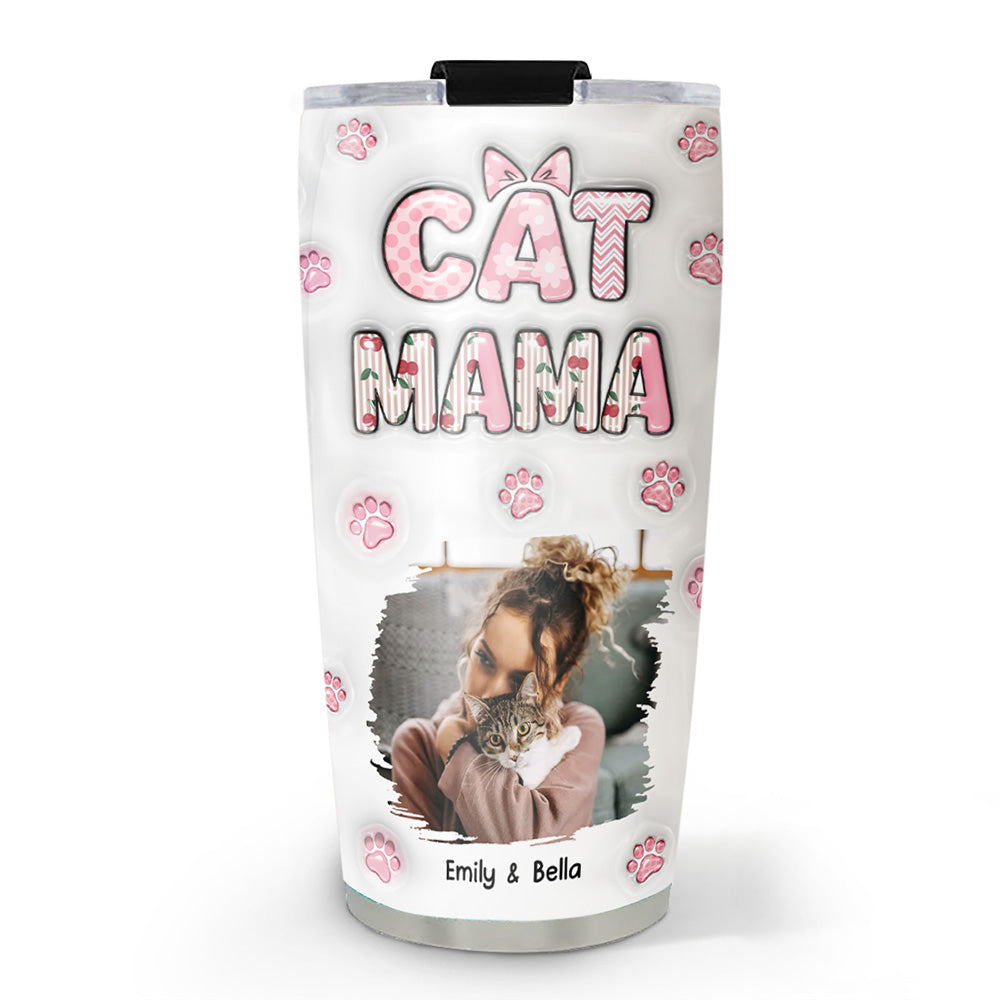 Custom Photo Christmas Birthday Gifts For Cat Mom, Cat Lovers • Cherry On Top Cat Version Photo 2 - Personalized 3D Inflated Effect Tumbler