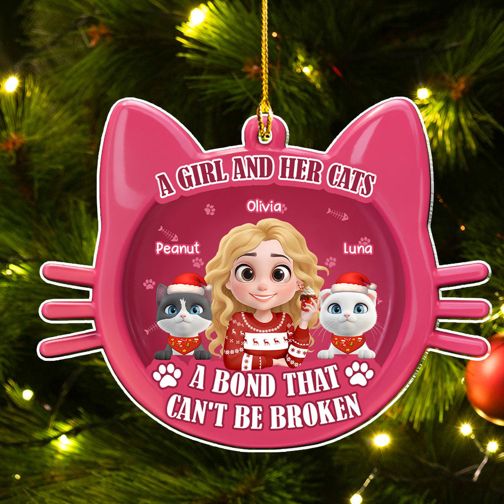 Custom Christmas Decor Home Birthday Gifts For Cat Mom, Cat Lovers • Baby Cat Girlie - Personalized 3D Effect Acrylic Ornament