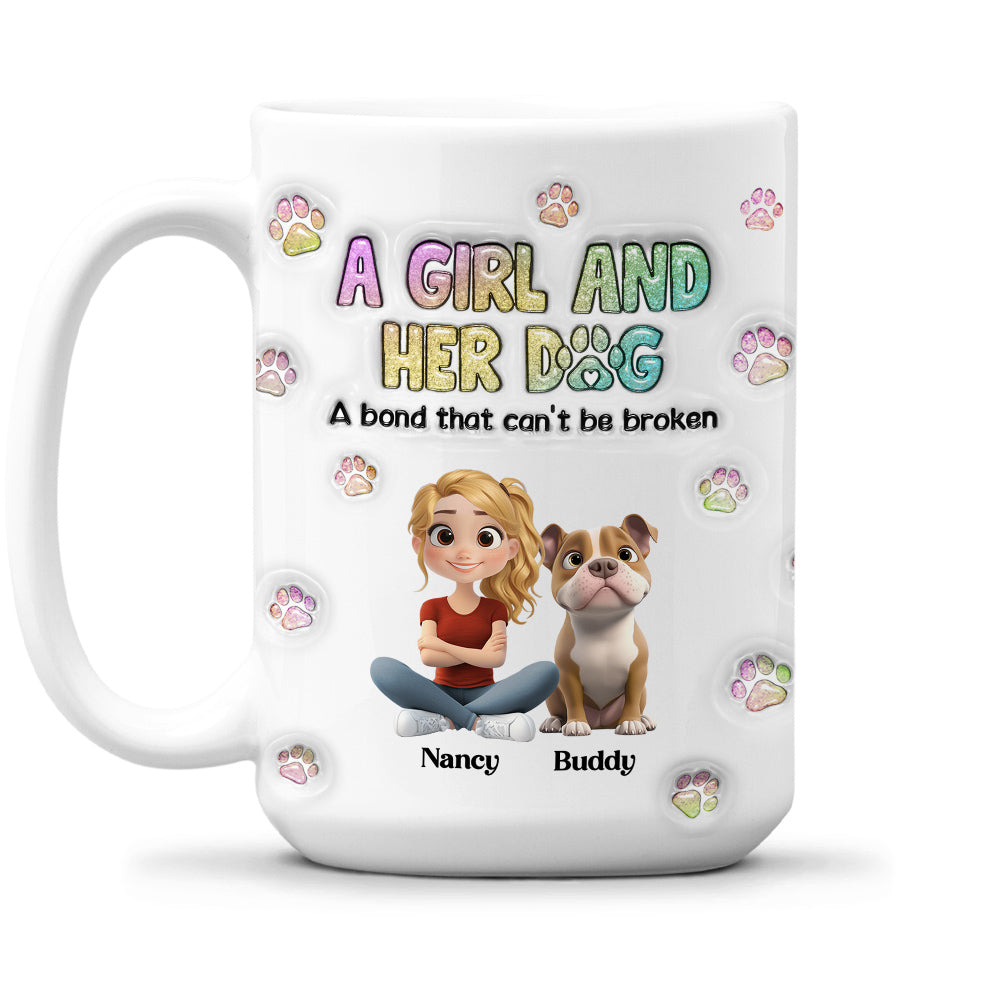Custom Christmas Birthday Gifts For Dog Mom, Dog Lovers • A Girl And Her Dog - Personalized 3D Inflated Effect Mug