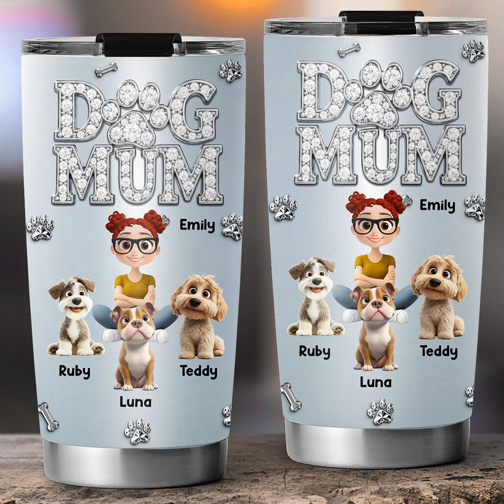 Custom Christmas Birthday Gifts For Dog Mom, Dog Lovers • A Glow Of Us - Personalized 3D Effect Tumbler