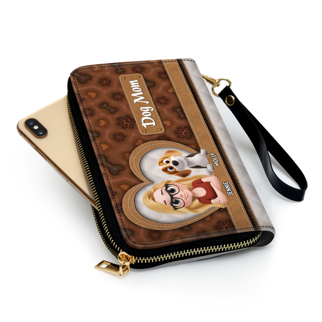 Dog Mom Leopard Cartoon - Personalized 3D Inflated Effect Leather Wallet