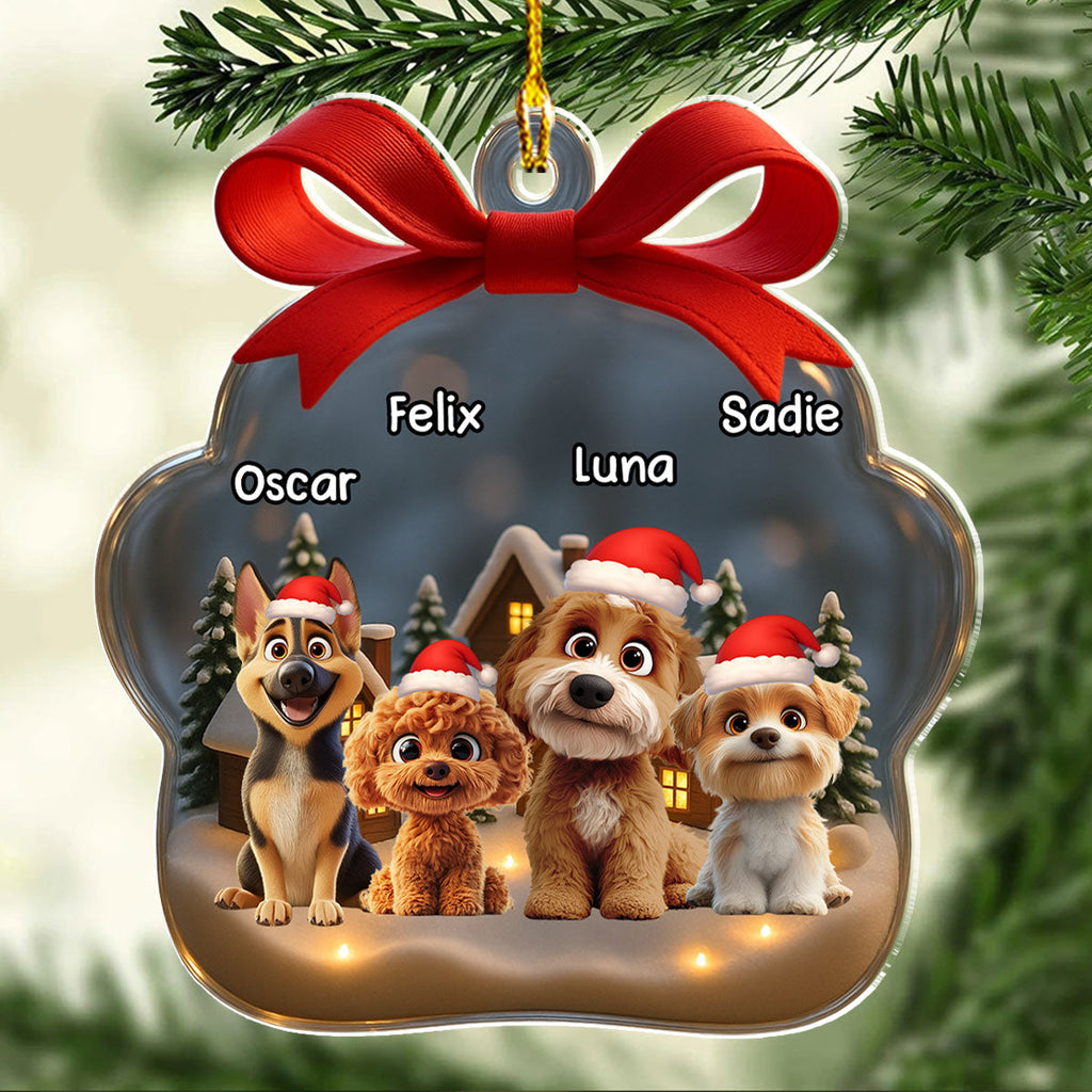 Custom Christmas Decor Home Birthday Gifts For Dog Lovers • Paw In Snow - Personalized Acrylic Ornament