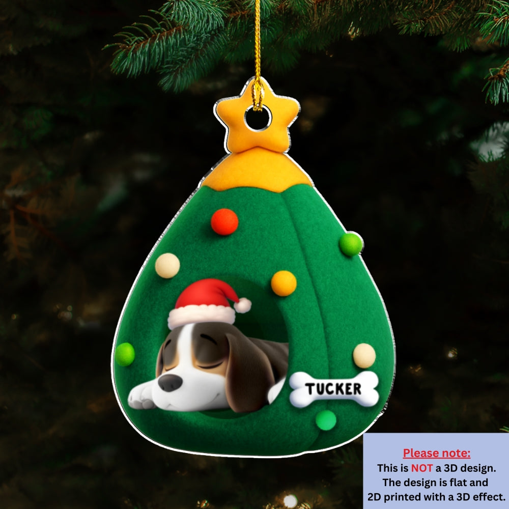 Custom Christmas Decor Home Birthday Gifts For Dog Mom, Dog Lovers • Santa Paws Cozy Tree - Personalized Acrylic Ornament
