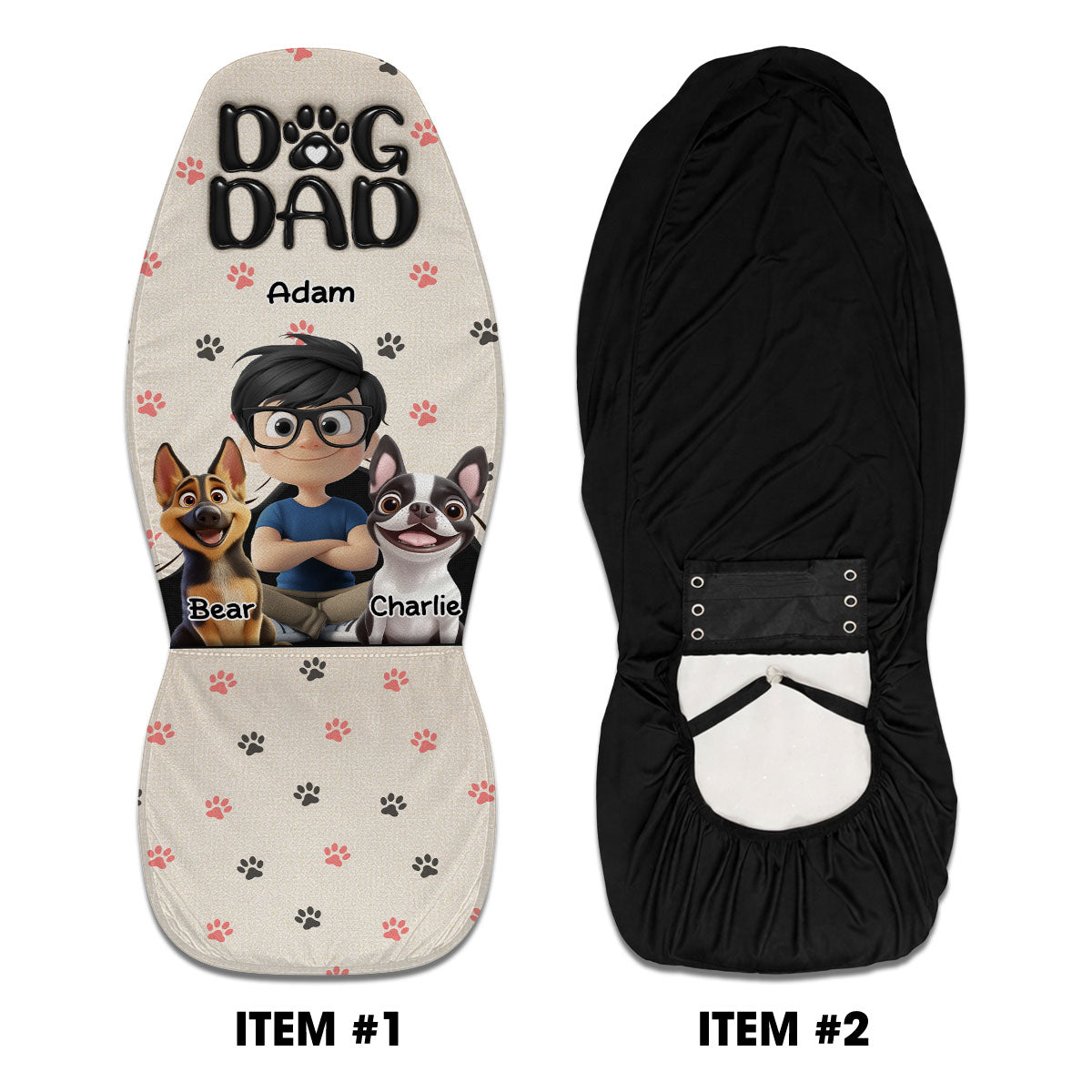 Dad Love You The Most - Personalized Car Seat Cover