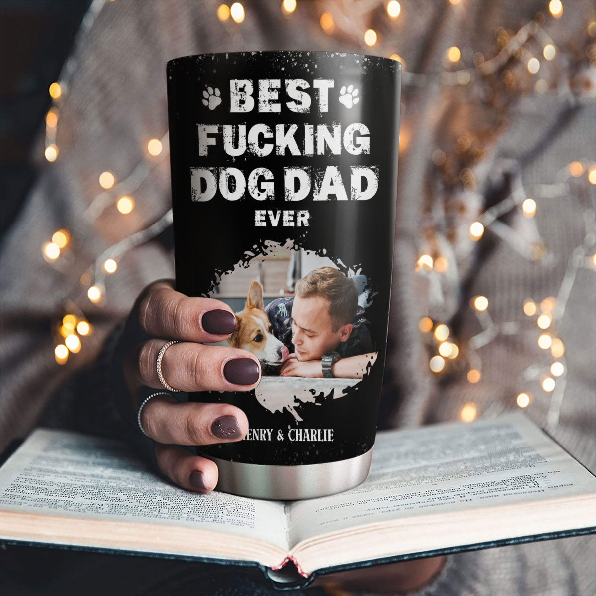 Custom Photo Christmas Birthday Gifts For Dog Dad, Dog Lovers • This Is The Best Dad Photo - Personalized Tumbler