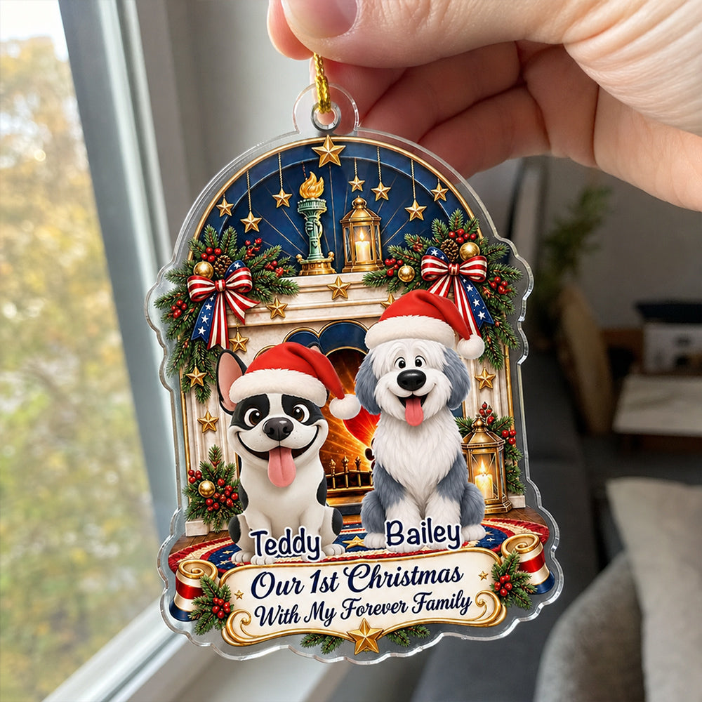 Custom Christmas Decor Home Birthday Gifts For Dog Mom, Dog Lovers • Forever Family Christmas - Personalized Acrylic Ornament