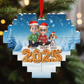 Custom Christmas Decor Home Birthday Gifts For Dog Lovers • Ginger Family - Personalized 3D Effect Heart Puzzle Ornament