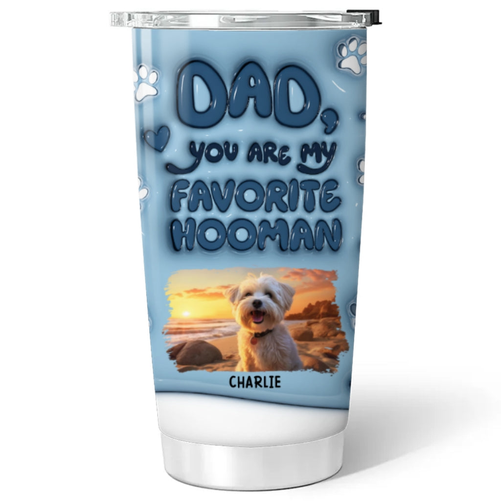 Custom Christmas Birthday Gifts For Pet Lovers • Thanks For Being Dog Favorite Human Ver Photo - Personalized 3D Inflated Effect Tumbler