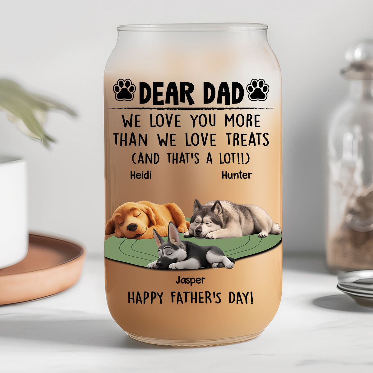 Love You More Than Love Treats - Personalized Glass Can