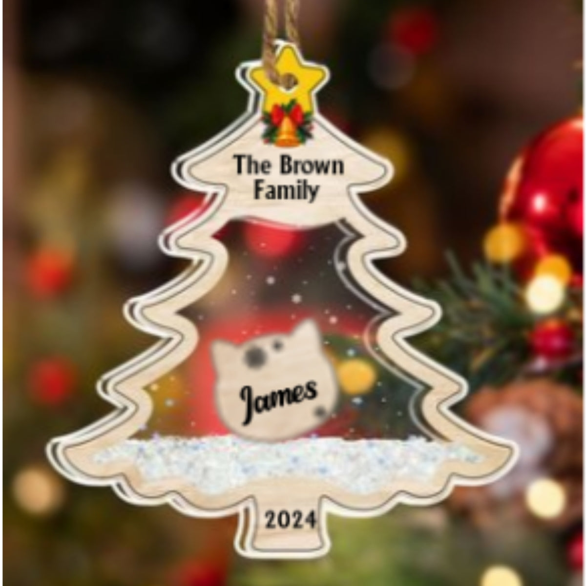 Family With Pet Charm - Personalized Acrylic Shaker Ornament