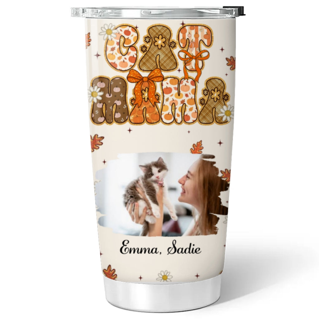 Custom Photo Christmas Birthday Gifts For Cat Mom, Cat Lovers • Cinnamon Latte Cat Ver Photo - Personalized Tumbler