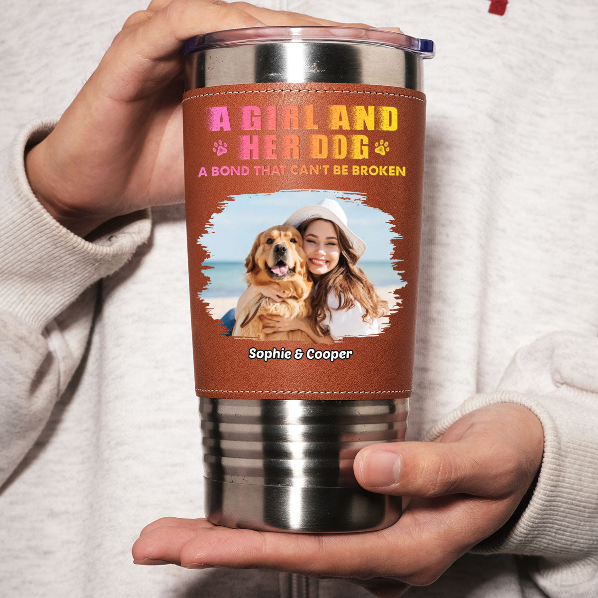 Custom Photo Christmas Birthday Gifts For Dog Lovers • Best Parent To Me Photo - Personalized Leather Tumbler