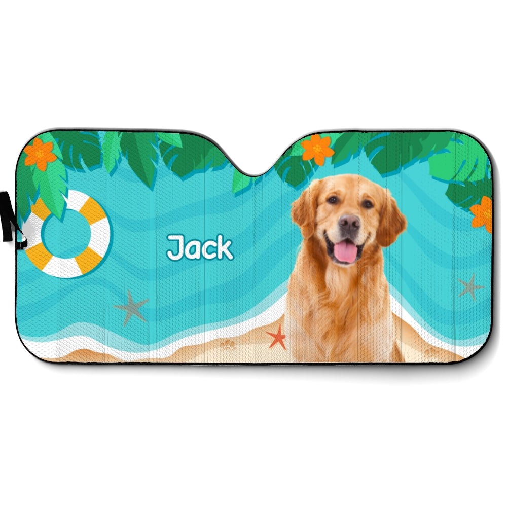 Custom Christmas Birthday Gifts Car Accessories for Dog Parents • Dog Hello Summer Photo - Personalized Car Sunshade