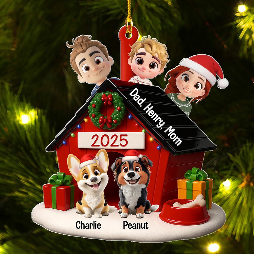 Custom Christmas Decor Home Birthday Gifts For Dog Lovers • Peeking On You - Personalized 3D Effect Acrylic Ornament